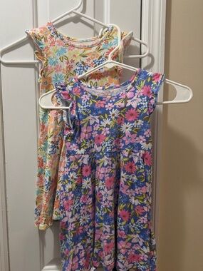 Set of 2 jumping beans Girls Floral Ruffle Sleeve Dresses 5T